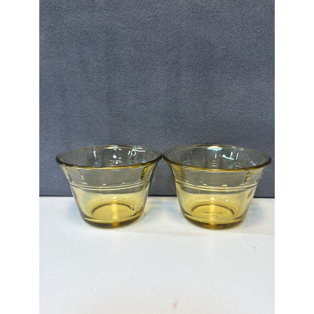 VTG Fortecrisa Custard Cups Ramekins 4 oz Amber /Gold Glass Mexico - Set Of 2